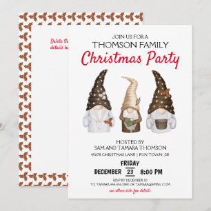 Gnomes moderne Festive Noël Fête Invitation