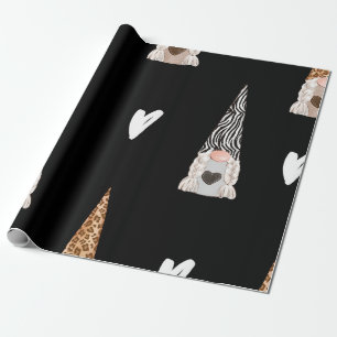 Gnomes on Black Wrapping Paper