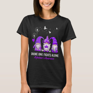 Gnomes One Fights Alone Alzheimer's Awareness T-Shirt