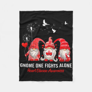 Gnomes One Fights Alone Heart Disease Awareness  Fleece Blanket