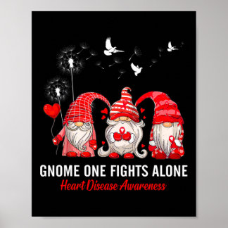 Gnomes One Fights Alone Heart Disease Awareness  Poster