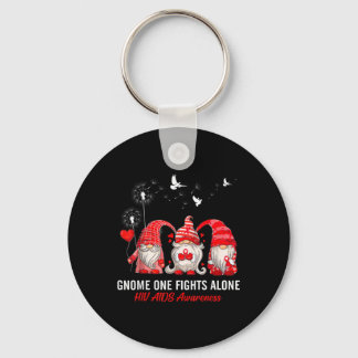 Gnomes One Fights Alone Hiv Aids Awareness  Keychain