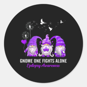 Gnomes One Fights Epilepsy Awareness Alone Classic Round Sticker