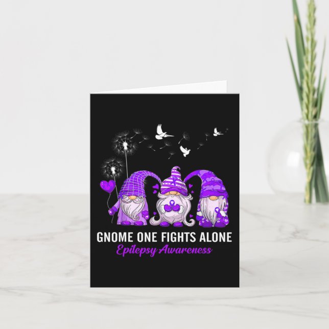 Gnomes One Fights Epilepsy Awareness Alone Epileps Card (Front)