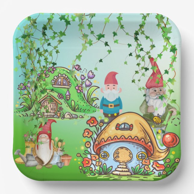 Gnome's Party Paper Plate (Front)