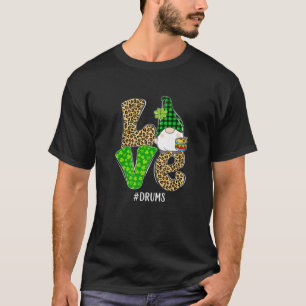 Gnomes Patrick's Day Love Drums Leopard Plaid Cost T-Shirt