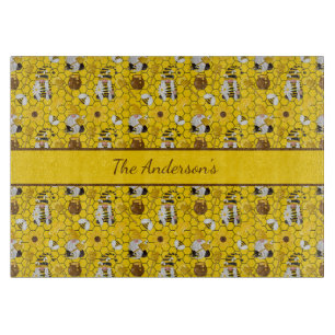 Gnomes Personalized Yellow Sunflowers Bees Honey  Cutting Board