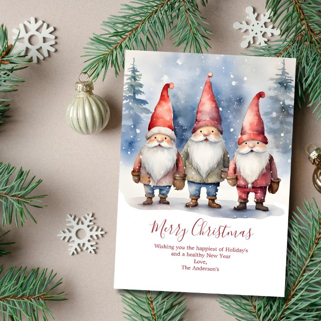 Gnomes personnalisés Joyeuses cartes de Noël (Gnomes Merry Christmas Card Digital and Printed)