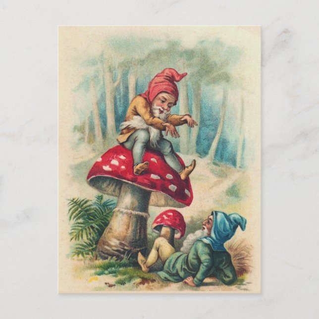 "Gnomes Playing on a Toadstool" Postcard (Front)