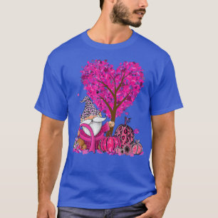 Gnomes Pumpkin Tree Autumn Breast Cancer Awareness T-Shirt