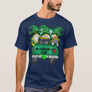 Gnomes Riding Green Truck Happy St Patrick's Day T-Shirt