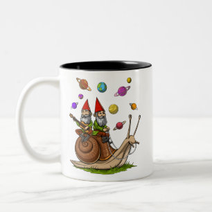 Gnomes Riding Snail Two-Tone Coffee Mug