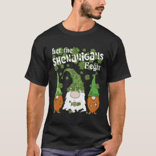 Gnomes Shamrock Let Shenanigans Begin St Patricks T-Shirt