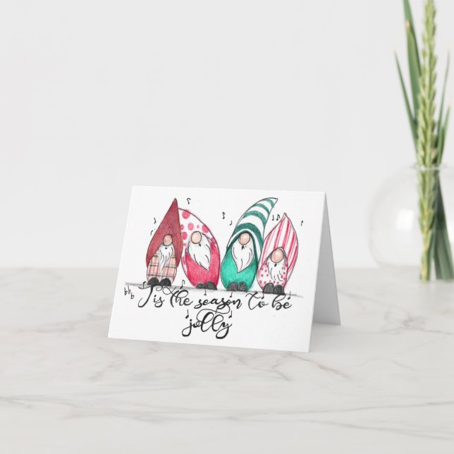 Gnomes Singes, Carte de vacances avec Festive fell (Devant)