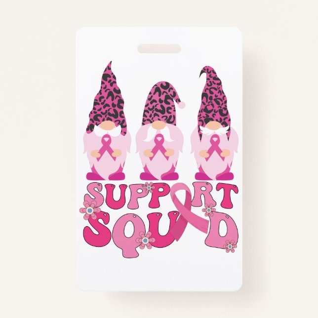Gnomes Support Squad Breast Cancer Awareness  Badge (Front)