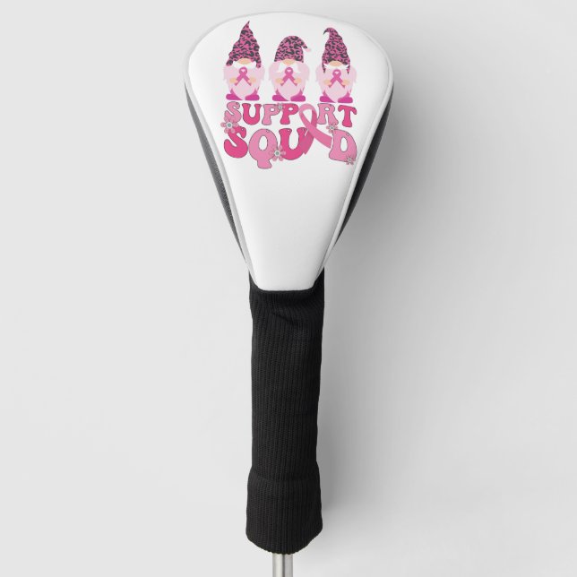 Gnomes Support Squad Breast Cancer Awareness  Golf Head Cover (Front)