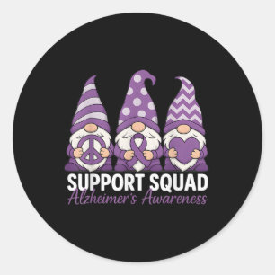 Gnomes Support Squad Dementia Heimers Awareness Mo Classic Round Sticker