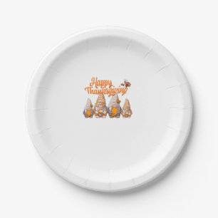 Gnomes Thanksgiving Disguise Holding Turkey and Pu Paper Plate