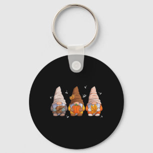Gnomes Thanksgiving Gnomes With Pumpkin Leaves Keychain