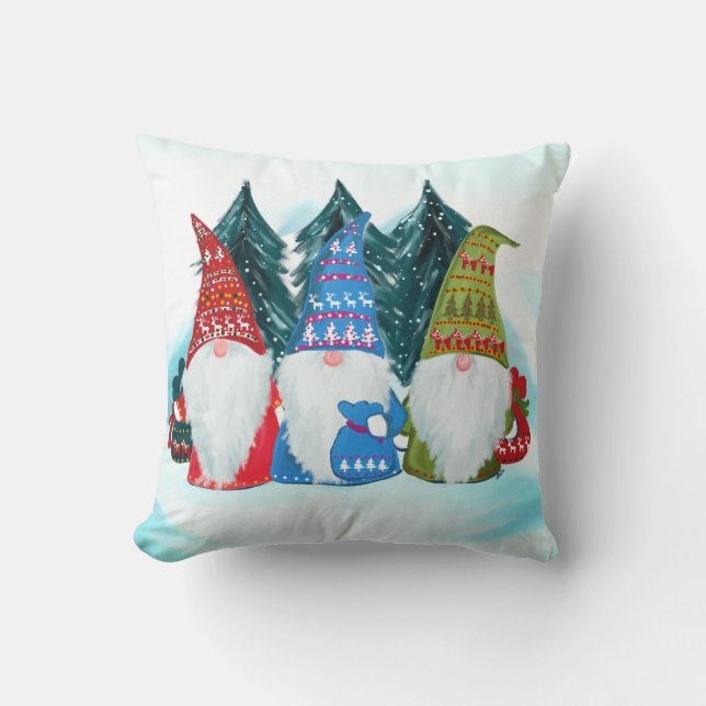 Gnomes Throw Pillow (Front)