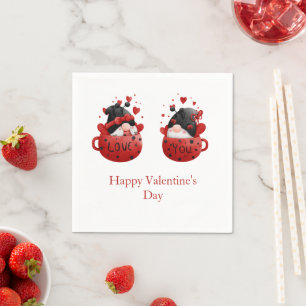 Gnomes Valentine's day Love You Personalized  Napkin