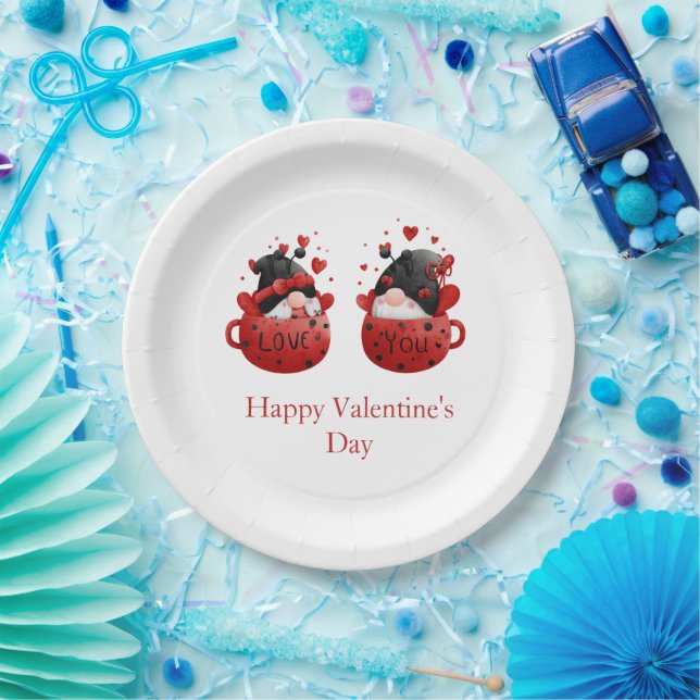 Gnomes Valentine's day Personalized  Paper Plate (Party)