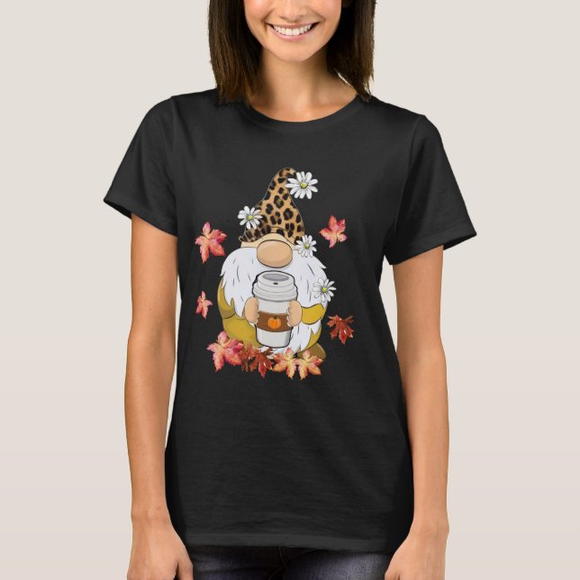 Gnomes Wearing Leopard Hat Thanksgiving Vibes Pump T-Shirt (Front)
