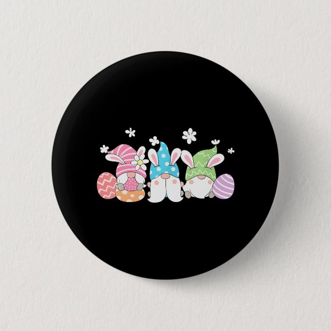 Gnomes With Bunny Ears and Easter Eggs Rabbit 2 Inch Round Button (Front)