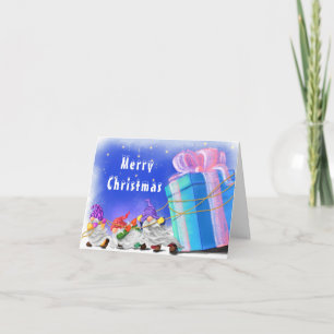 Gnomes with Gift Christmas Card