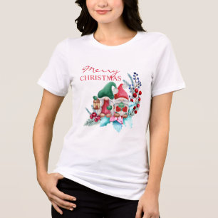 Gnomes With Red And Green Hat Tri-Blend Shirt