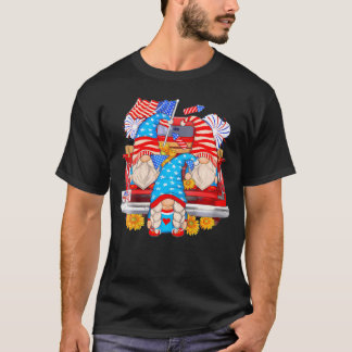 Gnomes With Truck America Flag 4Th Of July Indepen T-Shirt