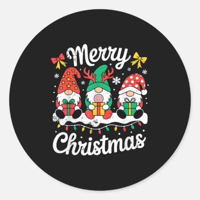 Gnomes Xmas Funny Merry Christmas Squad For Men Wo Classic Round Sticker (Front)