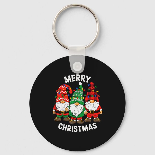 Gnomes Xmas Funny Merry Christmas Squad For Men Wo Keychain (Front)