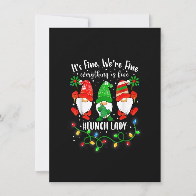Gnomes Xmas Light I'm Fine Everything Is Fine lunc Invitation (Front)