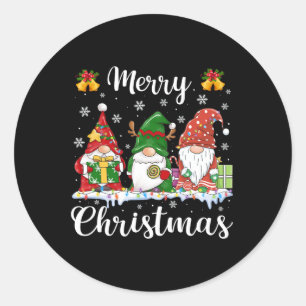 Gnomes Xmas S Merry Christmas Men Women Kids Classic Round Sticker