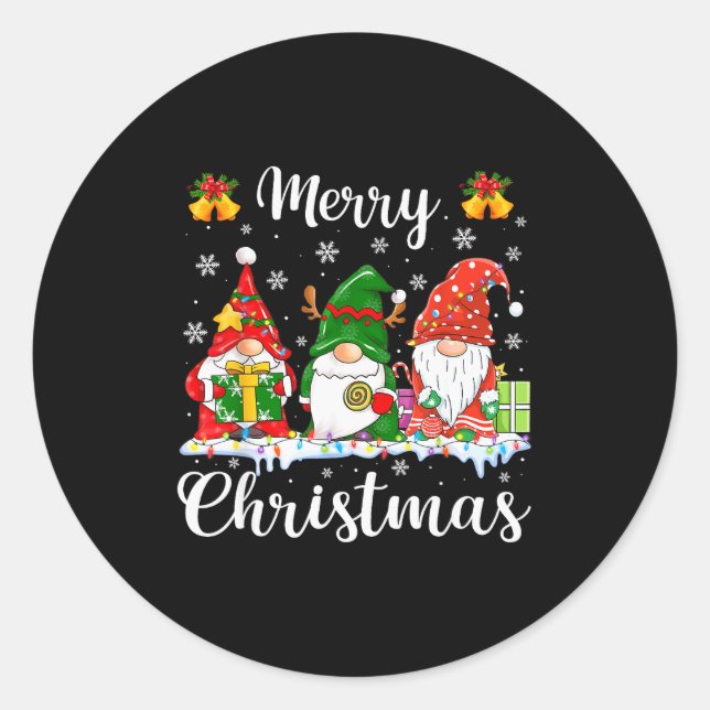 Gnomes Xmas Shirts Merry Christmas Men Women Kids  Classic Round Sticker (Front)