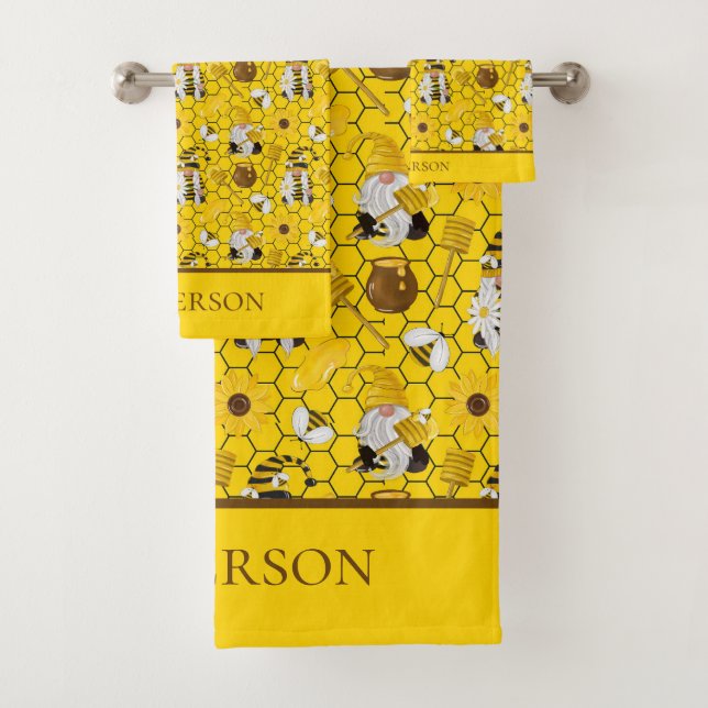 Gnomes Yellow Sunflowers Bees Honey Monogramme (En situation)