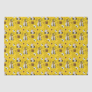 Gnomes Yellow Sunflowers Bees Honey  Tissue Paper