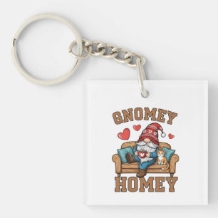 Gnomey homey gnome at home design keychain