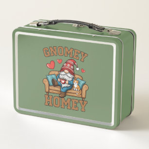 Gnomey homey gnome at home design metal lunch box