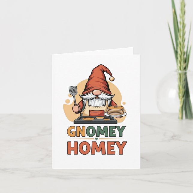 Gnomey homey pancakes design holiday card (Front)