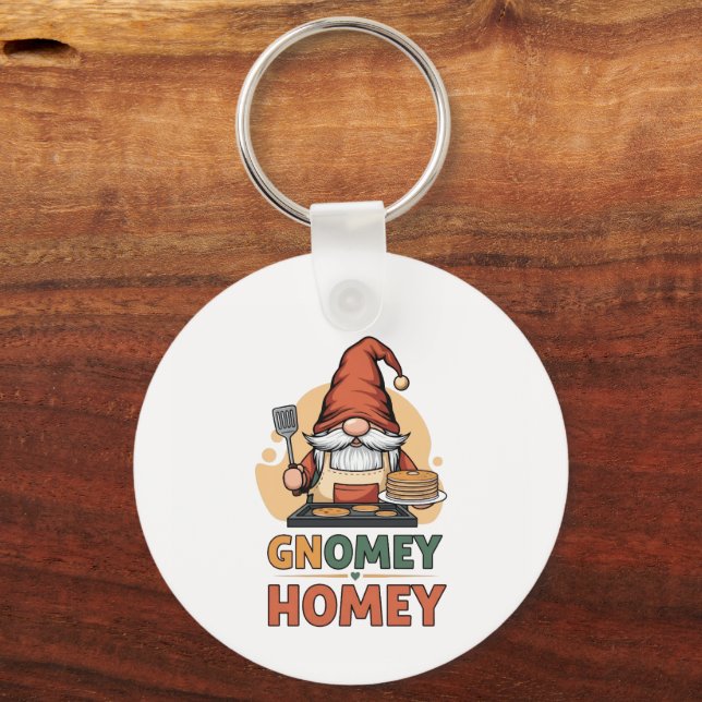 Gnomey homey pancakes design keychain (Back)
