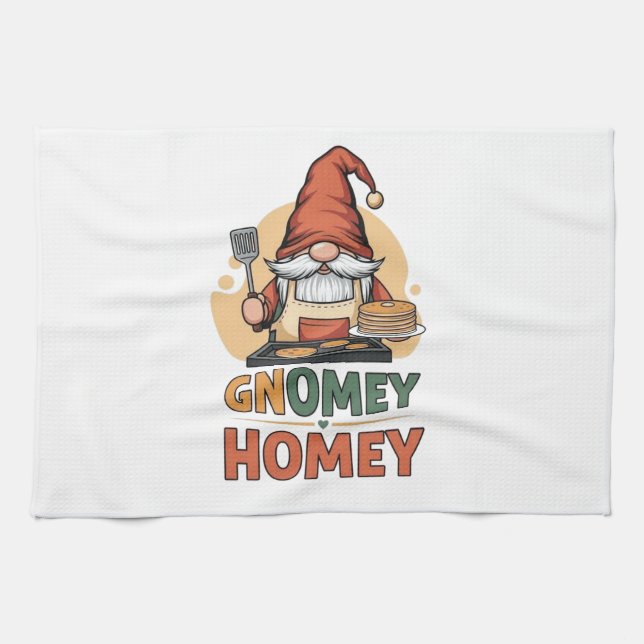 Gnomey homey pancakes design kitchen towel (Horizontal)