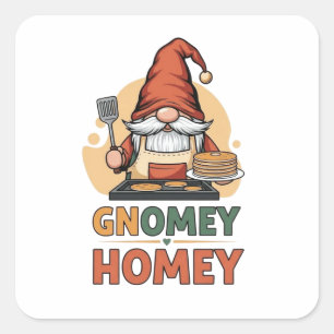 Gnomey homey pancakes design square sticker
