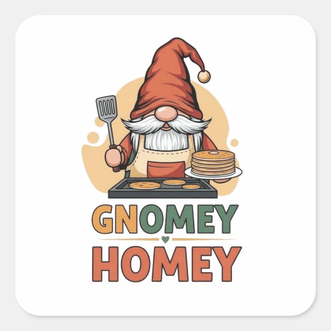 Gnomey homey pancakes design square sticker (Front)