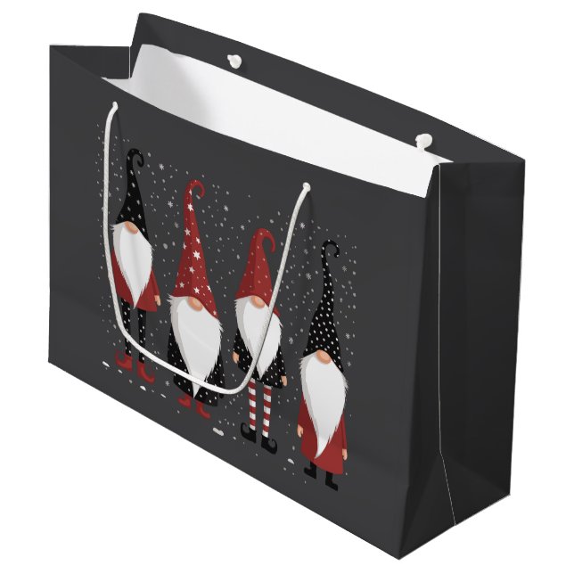 Gnomies Lover Funny Gnome Christmas  Large Gift Bag (Front Angled)