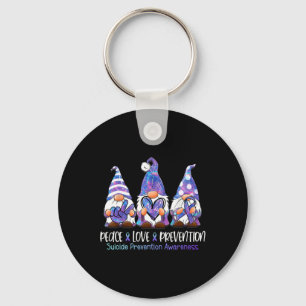 Gnomies Lover Peace Love Prevention Suicide Awaren Keychain