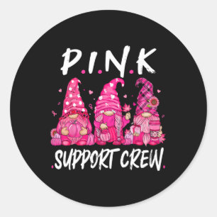 Gnomies Support Squad Breast Cancer Awareness Mont Classic Round Sticker