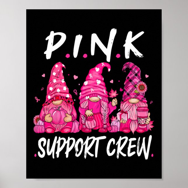 Gnomies Support Squad Breast Cancer Awareness Mont Poster (Front)