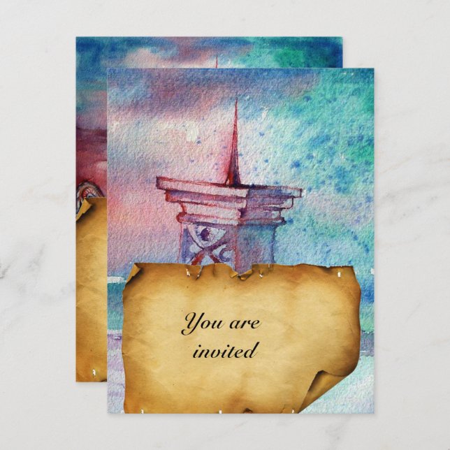 GNOMON  AND LADY OF THE LAKE Brown parchment Invitation (Front/Back)